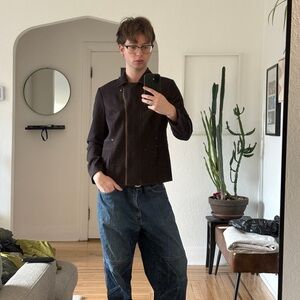 Asymmetrical Dark Brown Zip-Front Jacket